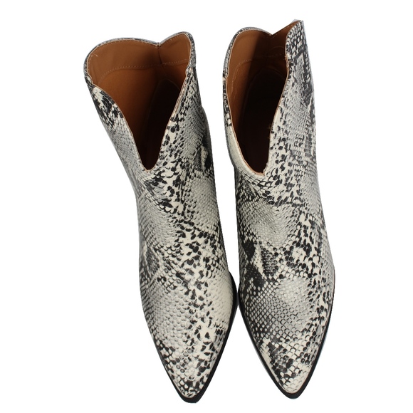 Grey Python Pointy Toe Cowboy Ankle Bootie - Picture 5 of 8